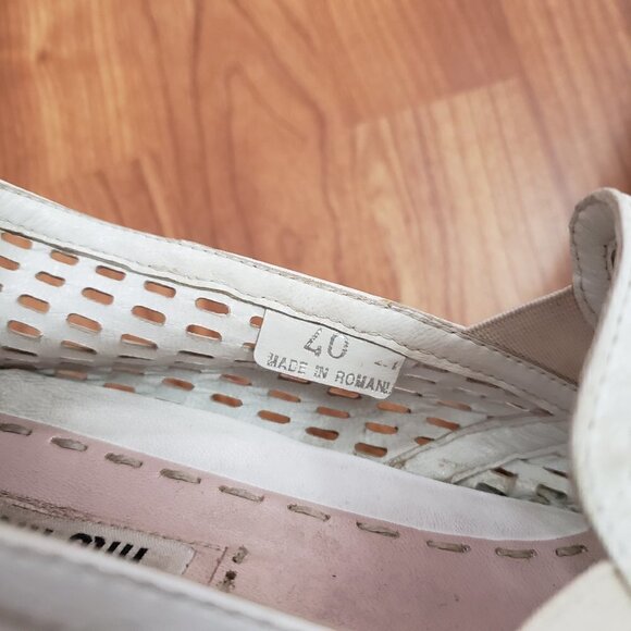 Miu Miu Leather Mesh Platform Espadrilles White Slip On Sz 40 - Picture 5 of 10